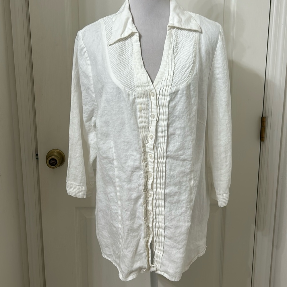Lily Stanhope Women White 3/4 Sleeve Button Up Blouse Sz XL
